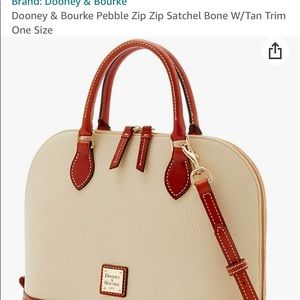 DonneyBurke Bone pebble leather satchel handbag.*wallet not incl. red cloth int.